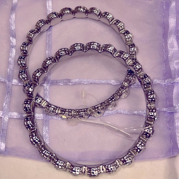 New Cute silver tone bling bangle clear stone - Picture 4 of 4